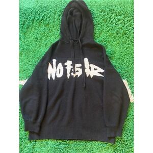 No Fear Black Knit Graphic Hoodie Streetwear Pullover Sweater Mens Womens